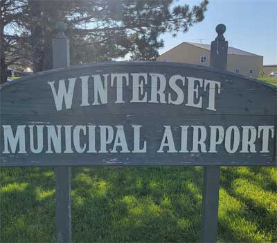 Winterset Municipal Airport sign